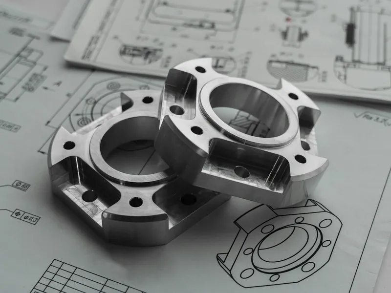 Machined flange parts on engineering drawings