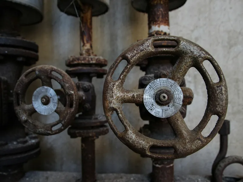Corroded gate valves on old pipework