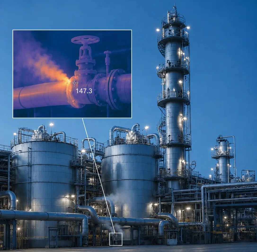 Steam system inspection identifying industrial energy losses from leaking equipment