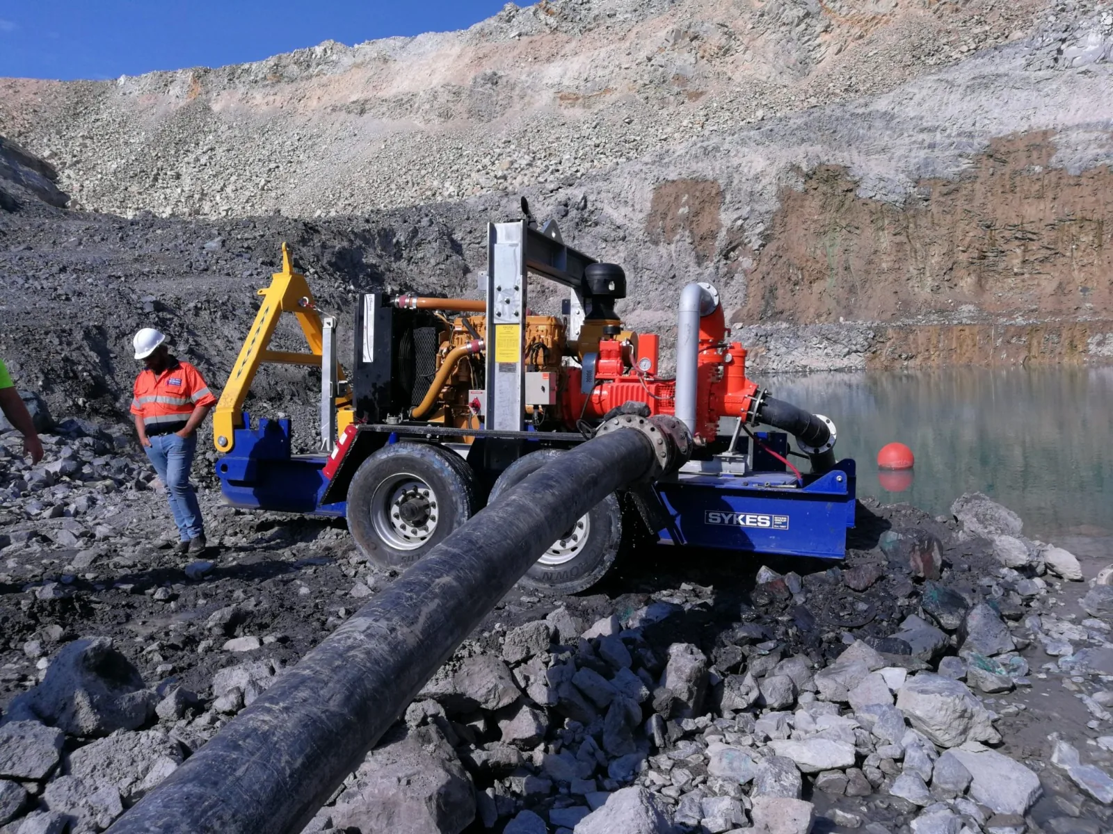 Open-pit diesel dewatering pump on a mine site in Kenya
