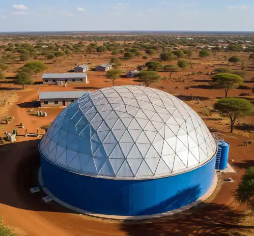 Proxico aluminum geodesic dome roof for bolted steel tanks in Kenya