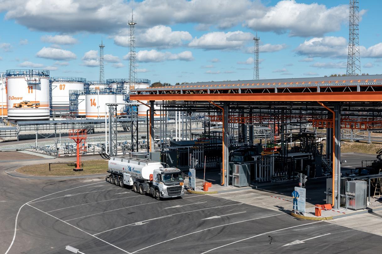 Industrial truck loading bay at a large terminal
